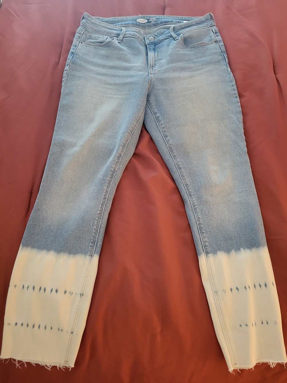 Old Navy Rockstar Women's Light Blue Dip-Dye Ankle Jeans